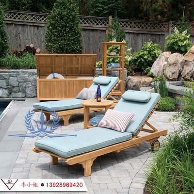 戶外沙灘實木躺椅 折疊躺椅午休 戶外露天*店泳池沙